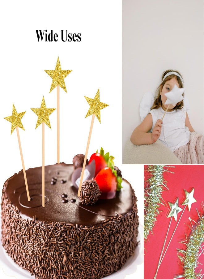 GLOBEADO Glitter Star Cake Toppers, 20 Pieces, Stars with Wooden Sticks, Party Decoration (VIOLET) - Image 4